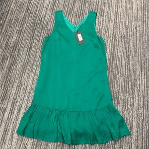 Armani Exchange Girls Emerald Green V-Neck Ruffle Hem Dress